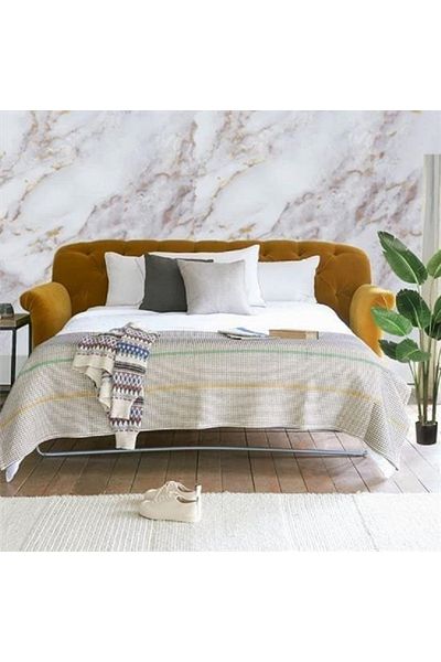 ENASHOP Yellow 5X60 cm Marble Patterned Waterproof Kitchen Foil Sticker