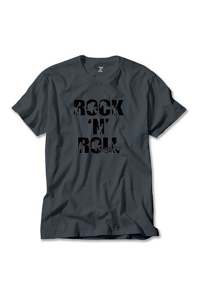 Z zepplin Μαύρο Rock 'N' Roll Text Smok T-Shirt