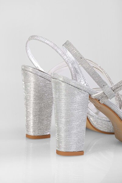 Shoeberry Dámské boty na podpatku Malia Silver Glitter