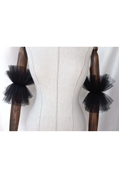 es moda shop Liyana çift katmanlı tül kolluk siyah