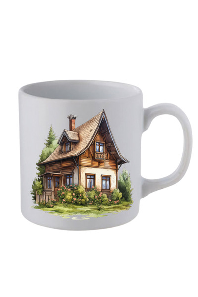 lili hediyelik Village House Printed White Mug Cup - Ceramic Tea, Coffee Gift...