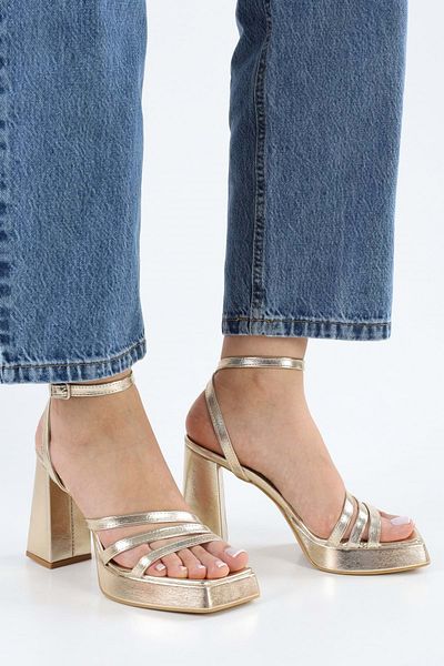 Shoeberry Pantofi cu toc Rosalind Gold Metallic pentru damă
