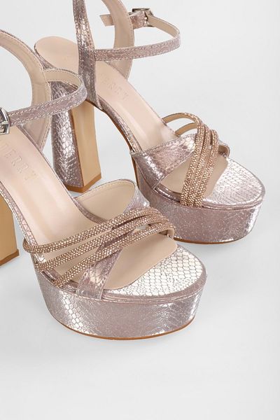 Shoeberry Γυναικεία παπούτσια Giana Rose Honeycomb Stone Platform με τακούνι