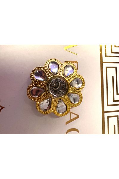 ODDA TASARIM ATÖLYESİ Large flower pattern top crystal stone golg metallized (plastic) plug-sticker seamless button