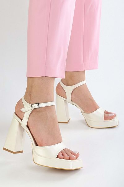 Shoeberry Damskie buty na obcasie na platformie Edia Pearl Skin