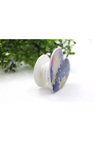 Genel Markalar Popsocket Telefon Tutacağı Kalp Şekilli Desenli ve Baskılı Parmak Tutucu Akrobat Mor Belirtilmemiş T