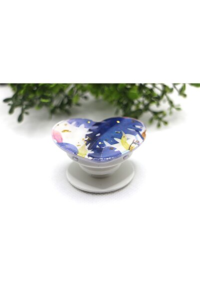Genel Markalar Popsocket Telefon Tutacağı Kalp Şekilli Desenli ve Baskılı Parmak Tutucu Akrobat Mor Belirtilmemiş T