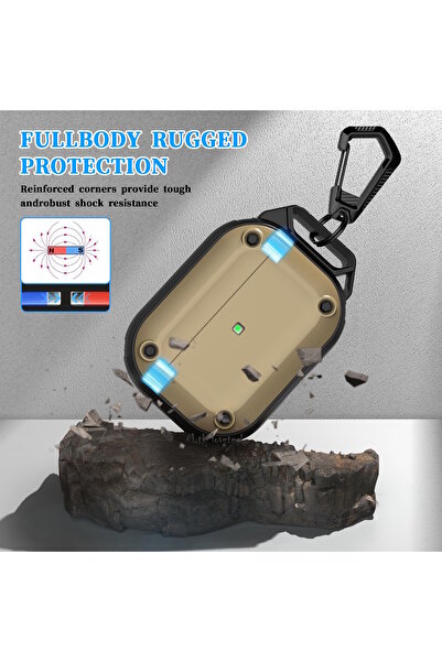 m.tk moveteck Pro 2.Nesil Kılıf Mıknatıslı Kopçalı Kançalı Kulaklık Kılıfı Askı Aparatlı Manyetik Military Silikon