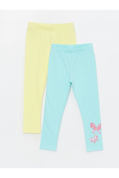 LC Waikiki Printed Baby Girl Tights with Elastic Waist, 2-Piece