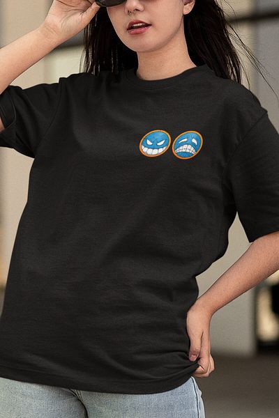 POPULUS Tricou cu imprimeu One Piece Ace Anime cu barbă albă în față și în spate