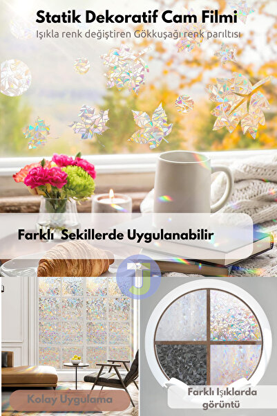 Technojet Statik Buzlu Desenli Cam Kaplama Filmi Duşa Kabin Ofis Dekorasyon Folyo 60cmx100cm