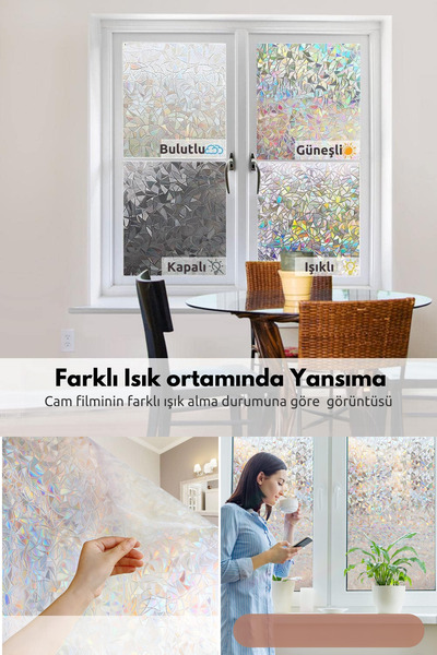 Trendpoint Cam Filmi Kaplama Statik Folyo 60cmx100cm Buzlu Desenli Duşa Kabin Ofis Dekorasyon