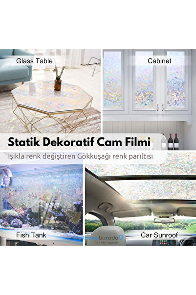 TechnoSmart 60cmx100cm Buzlu Desenli Cam Kaplama Filmi Statik Duşa Kabin Ofis Dekorasyon Folyo