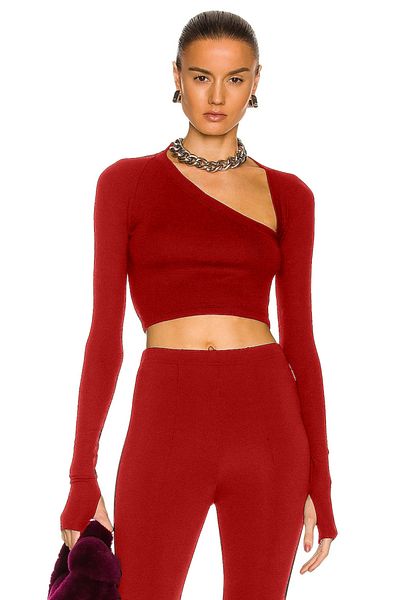 zaccana z Silk Jersey Crop Top - Asymmetrical Neckline, Double Layer Cr2786