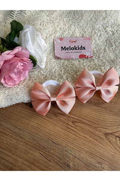 MeloKids مشبك شعر على شكل فيونكة ملونة - مطاط، قطعتين