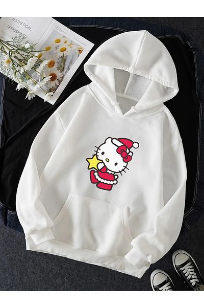 POPULUS Φούτερ με κουκούλα Hello Kitty Merry Christmas New Year