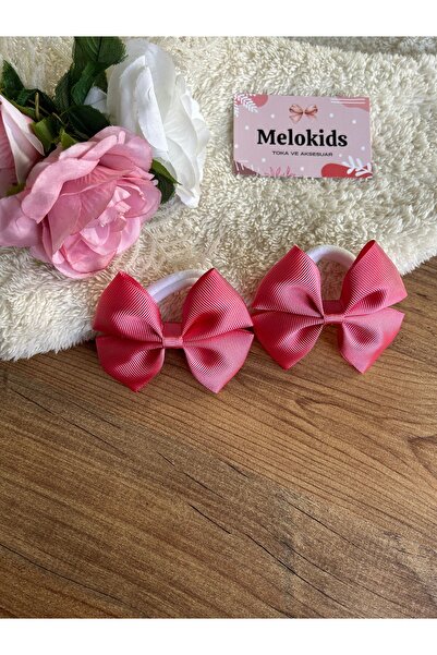 MeloKids مشبك شعر على شكل فيونكة ملونة - مطاط، قطعتين