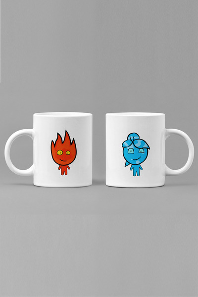 POPULUS Ateş ve Su Sevgili/Çift/Arkadaş 2'li Kupa Bardak Seti