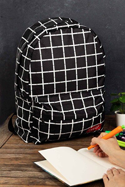 POPULUS Чорний рюкзак у клітинку