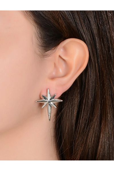 MioArt Silver Colored Polar Star Women's EarrinGs