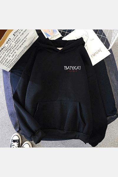 POPULUS Hanorac cu glugă cu imprimeu față-spate Bleach Bankai