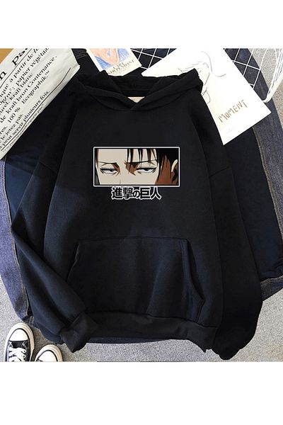 POPULUS Φούτερ με κουκούλα Anime Levi Face