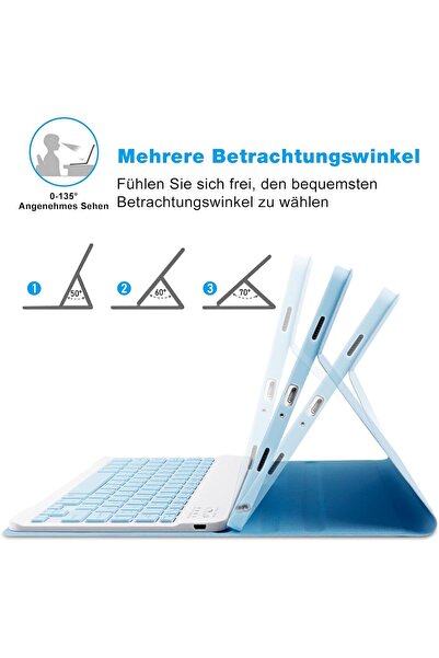 m.tk moveteck Samsung Galaxy Tab A9 Plus 11 Inç Uyumlu Bluetooth Özellikli Standlı Kalem Bölmeli Klavyeli Kılıf