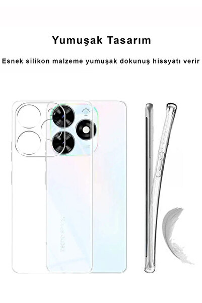 CEPSTOK Tecno Spark 10 Pro Kılıf Şeffaf Kamera Korumalı Esnek Yumuşak Silikon
