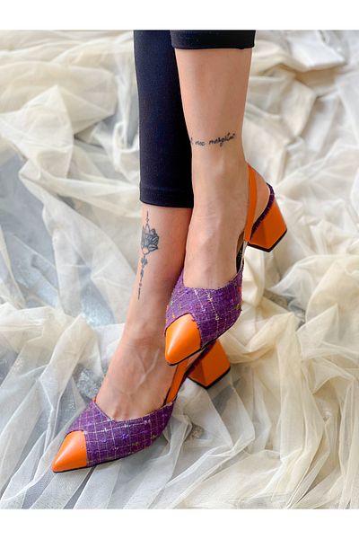 irmona ALBA PURPLE PORTOCALIE PANTOF SANDALE CU TOC TRUF