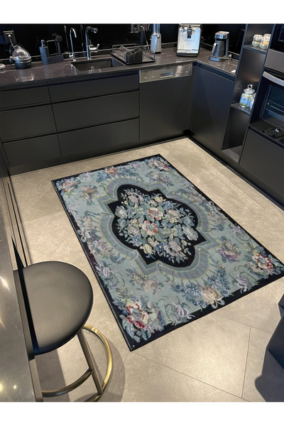 Rugs Modern Halı Antrasit Renklerde Çiçekli Desenli Dekoratif Halı miravip560