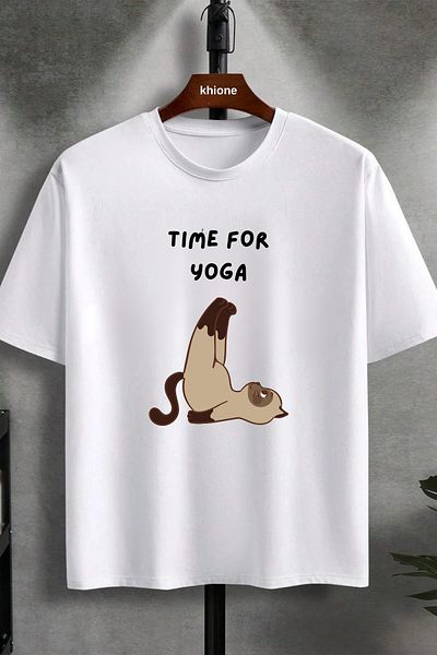 Massgai Unisex Design Time For Yoga Printed 100% Cotton T-shirt