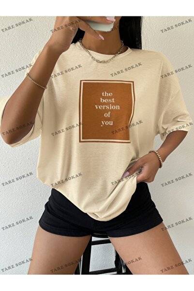 Tarzsokak Unisex BAY Slogan γραφικό μπλουζάκι εκτός ώμου KOD-1305