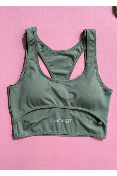 VicTroy Black Color, Pad, Model 'Magic Sport' Text Detailed Diving Fabric Athlete-Crop 64V46