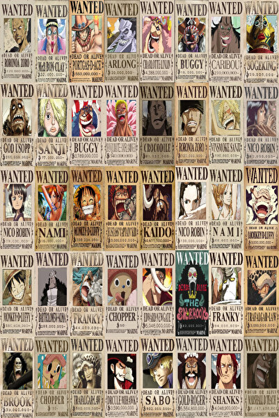 Pridas One Piece Wanted 40'lı Koleksiyon A4 Kraft Poster Seti 20cmx28cm