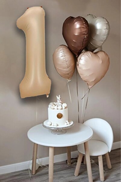 BKMC PARTY Ρετρό Κρέμα Καραμέλα Καφέ Καρδιά Μπεζ Ηλικία Σετ Μπαλόνι Ρετρό Σετ...