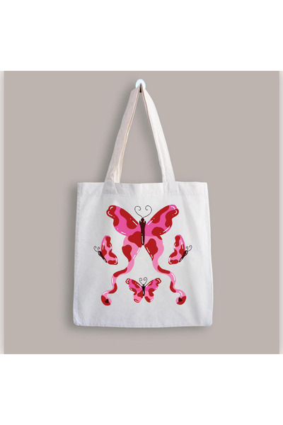 Boom town pink butterfly cloth bag