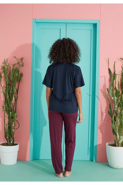 pijamakeyfi Women's Short Sleeve Buttoned Pajama Set