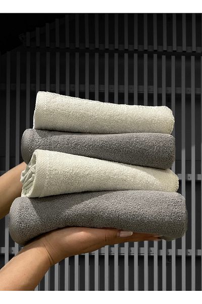 SHAL HOME Shal 4-Piece Towel Set - 100% Cotton, 50x90cm, Hand and Face Towel