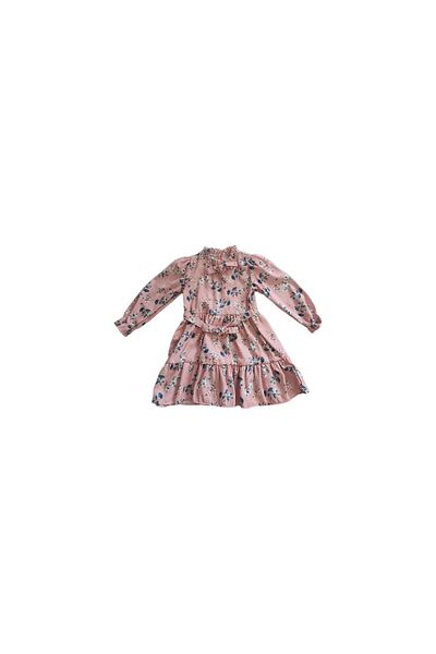 ecol kız kids Ecol Girls 132-52-22 Rochie cu șireturi cu guler 4-8 ani