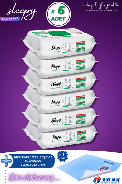 Sleepy Easy Clean Beyaz Sabun Katkılı Yüzey Temizlik Havlusu 6x100 (600 YAPRA...