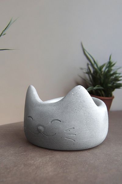 Ghogol Home Concrete Gray Cat Decorative Jewelry Bowl