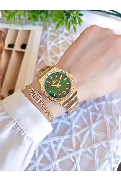 FERRO Gold Color Non-Tarnish Color-Tossing 3 Atm Special Design Women's Wristwatch EFL21358B6