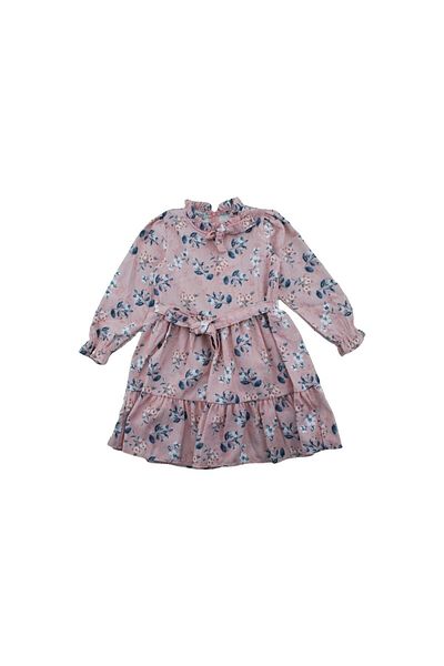 ecol kız kids Ecol Girls 132-52-22 Rochie cu șireturi cu guler 4-8 ani