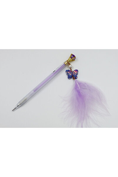 enyareshome Lila Tüylü Taşlı 0.7 Uçlu Kalem