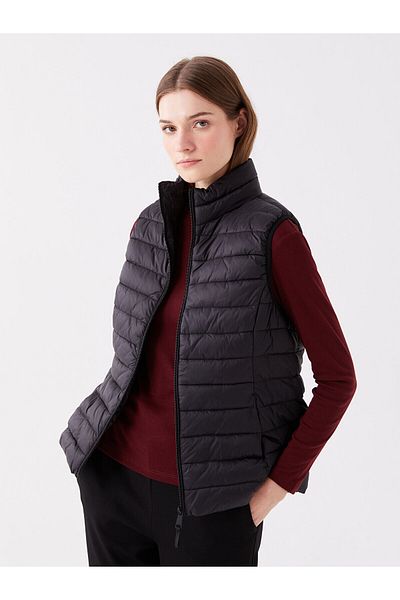 LC Waikiki Women's Stand Collar Plain Puffer Vest