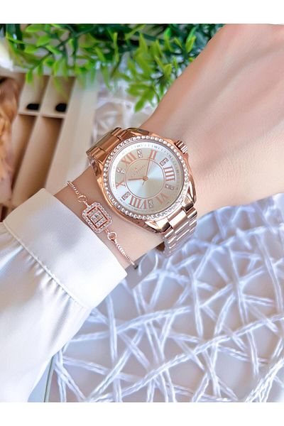 FERRO Rose/Gold Color Non-Tarnish Color-Toss 3 Atm Special Design Women's Wristwatch EFL51336C
