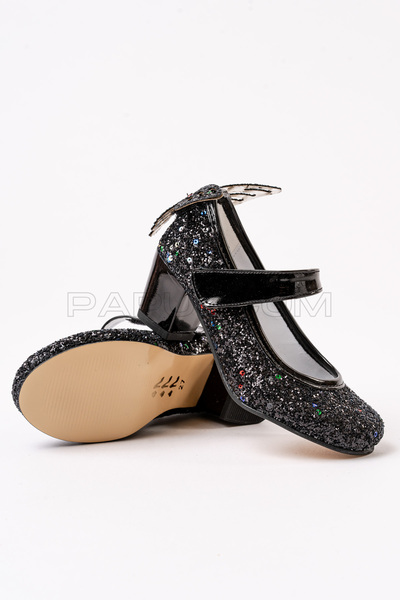 p papuccum ortopedi çocuk ayakkabıları Kız Çocuk Siyah Kelebekli Topuklu Abiye Ayakkabı