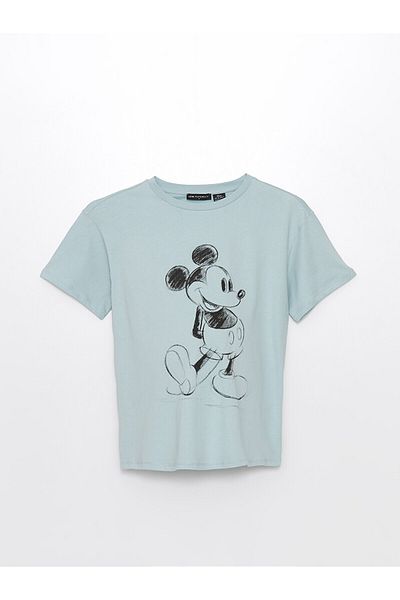 LC Waikiki Mickey-Mouse-bedrucktes Umstands-T-Shirt mit Rundhalsausschnitt – kurze Ärmel