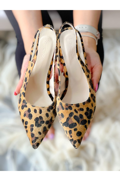 irmona MARIA FEATHERED LEOPARD HEELED SANDALS SHOES