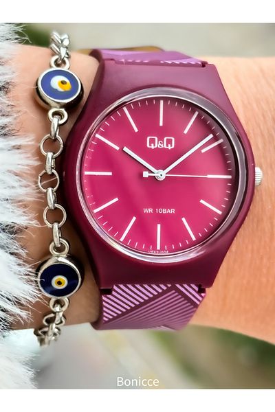 Q&Q Sea Green Silicone Cord 10 Bar Waterproof Women's Wristwatch - for Pool and Sea Use